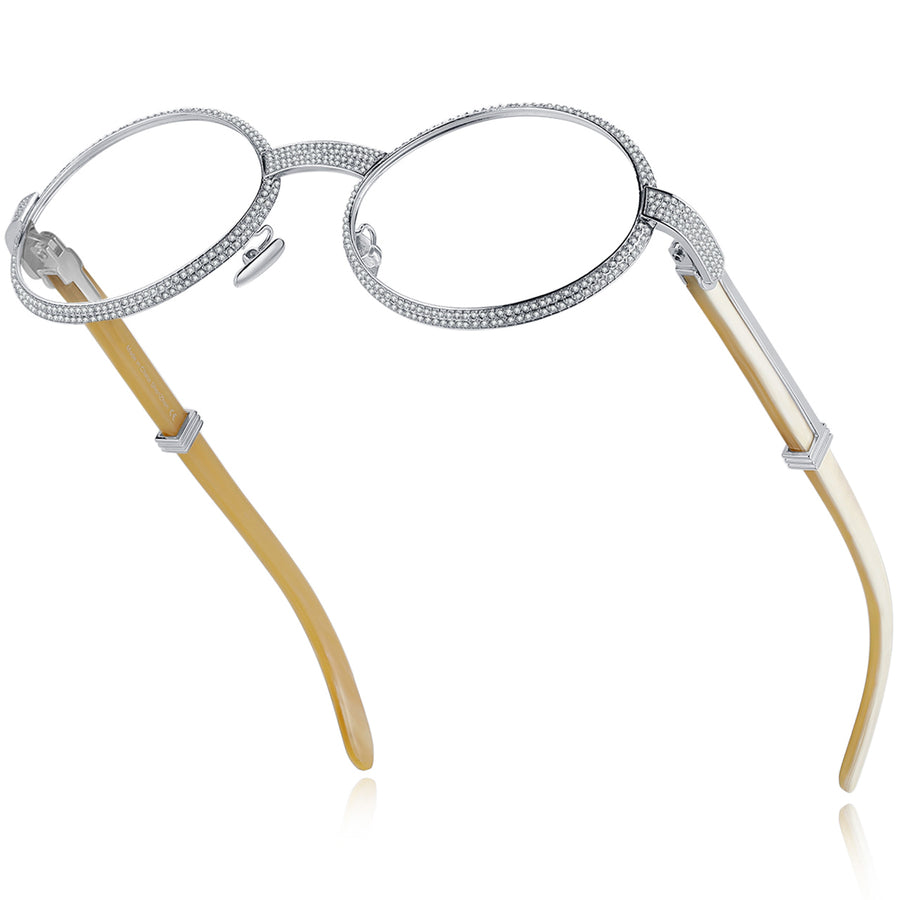 925 Silver Buffalo Horn Oval Glasses BR1359