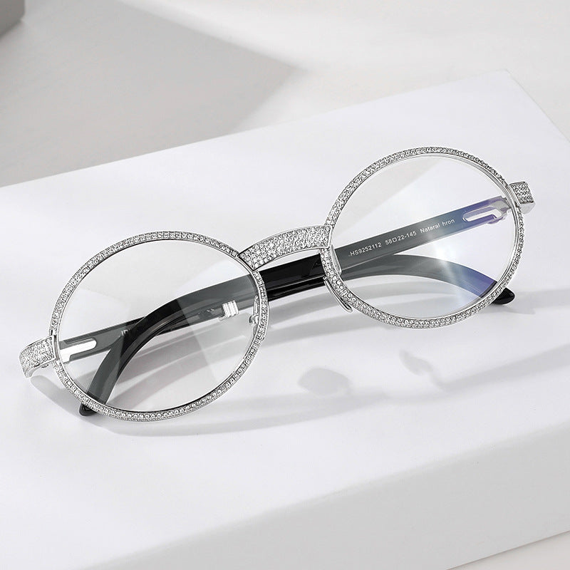 925 Silver Buffalo Horn Oval Glasses BR1359