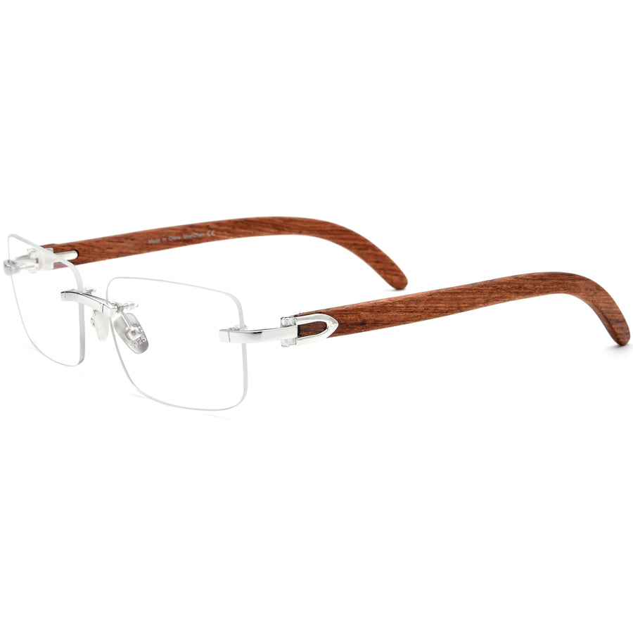 Buffalo Horn + 925 Silver Rectangle Glasses A2332