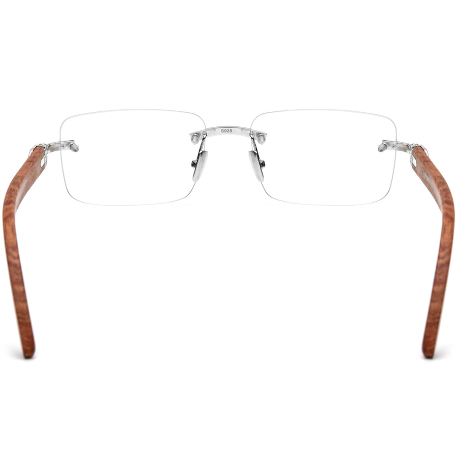 Buffalo Horn + 925 Silver Rectangle Glasses A2332