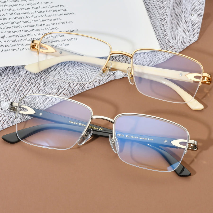 Buffalo Horn Rectangle Glasses A1178